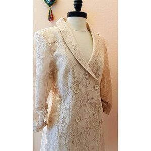 Lulus Pearl Double Breasted Shawl Collar Lace Jacket